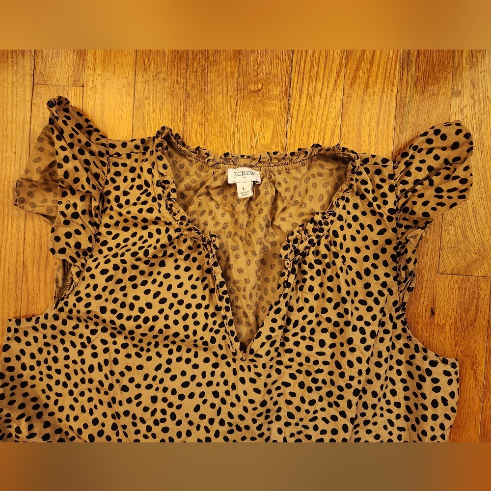 J. CREW Cheetah Animal Print Ruffle VNeck And Shoulders Tiered Midi Dress - Picture 7 of 16